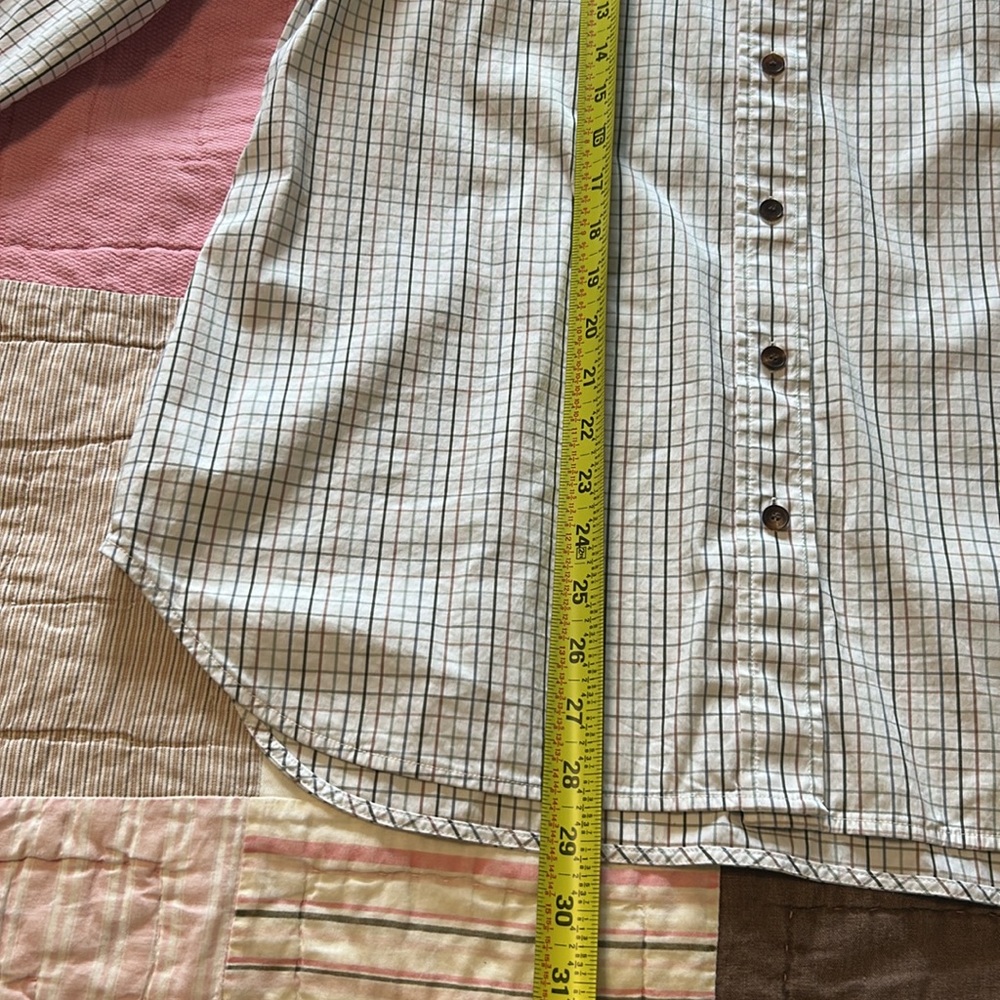 Lafayette 148 New York White Button Up Long Sleeve Dress Shirt Large Grid Print - Picture 9 of 13